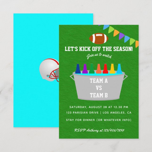 Kick off the season Football Match Party Invite (Front/Back)