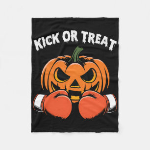 Kick Or Treat Halloween Boxing Funny Pumpkin Glove Fleece Blanket