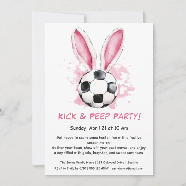 Kick & Peep Party – Easter Soccer Invitation (Front)