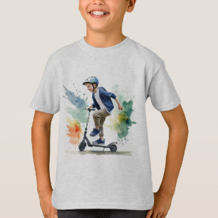 Kick Scooter Fun Watercolor  T-Shirt