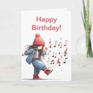 KICK SONG LITTLE GIRL'S BIRTHDAY CARD