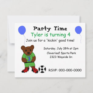 Kick The Soccer Ball Party Invitation