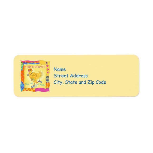 Kick Up Heels Chick Power Yellow Address Label (Front)