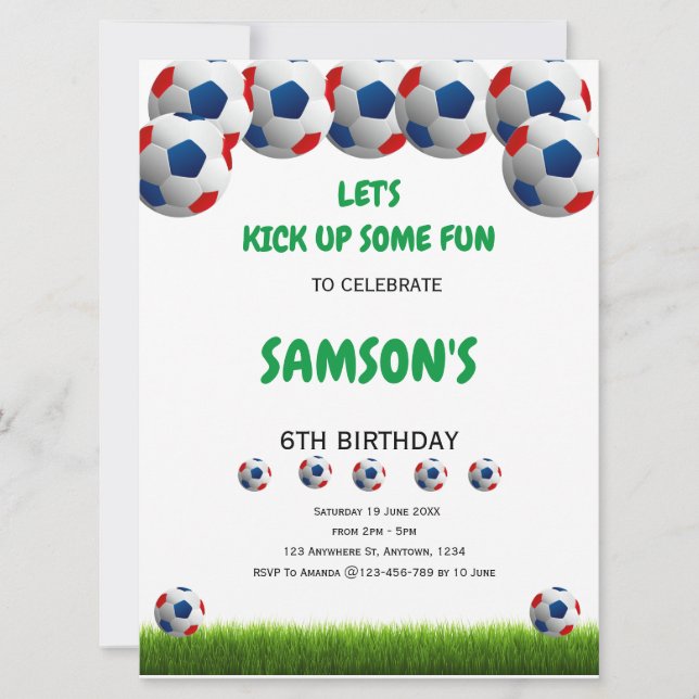 Kick Up Soccer Birthday Invitation (Front)