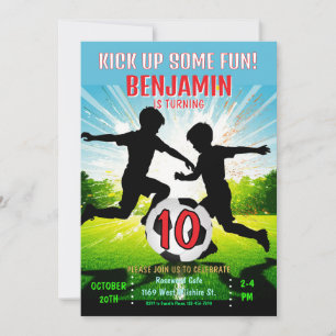 Kick Up Some Fun Soccer Ball Boys Birthday Party  Invitation