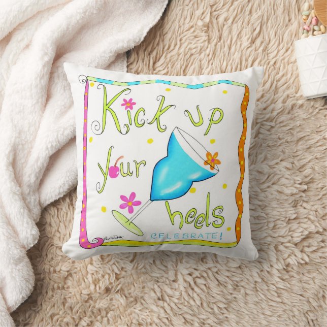 Kick Up your Heels Drinks Whimsy White Pillow (Blanket)