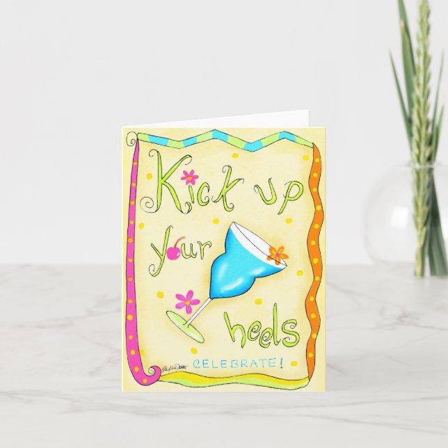 Kick up Your Heels Greeting or Note Card Yellow (Front)