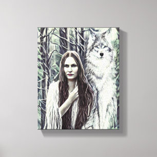 Kickapoo Indian Brujah White Wolf original art Canvas Print