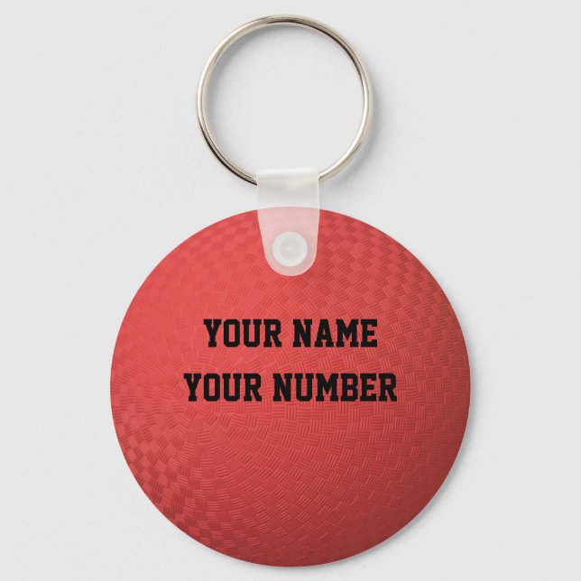 Kickball Keychain ID Tag YOUR NAME & Number (Front)