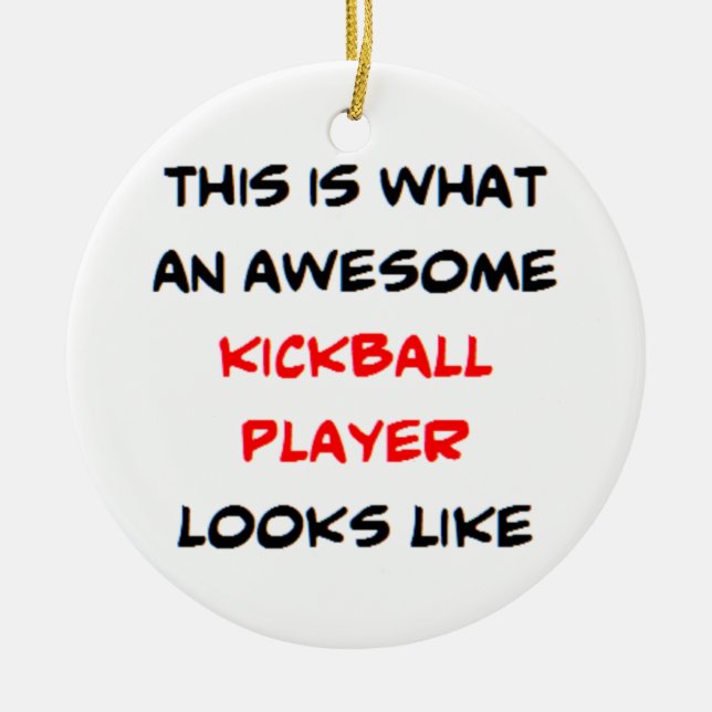 kickball player, awesome ceramic tree decoration (Front)
