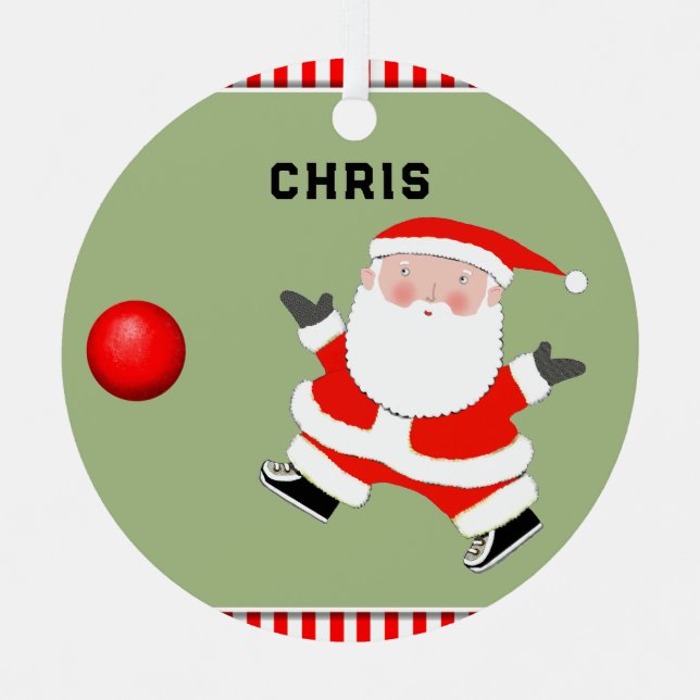 Kickball Player Holiday Gift Metal Tree Decoration (Front)