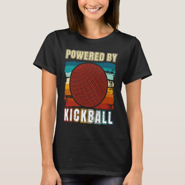 Kickball Player Retro Powered By Kickball Kickball T-Shirt (Front)