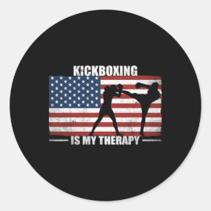 Kickboxer American Flag Vintage Us Kickboxing Is M Classic Round Sticker