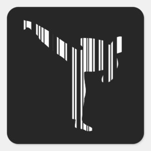 KICKBOXER BAR CODE Kickboxing Barcode Pattern Square Sticker