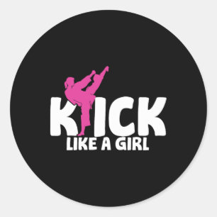 Kickboxer Girl Fighter Kickboxing Martial Arts Mma Classic Round Sticker