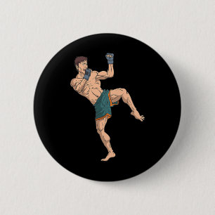 Kickboxer Prepares To Strike 6 Cm Round Badge