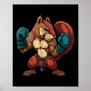 Kickboxer Squirrel Boxing Boxing Gloves Mma Kickbo Poster
