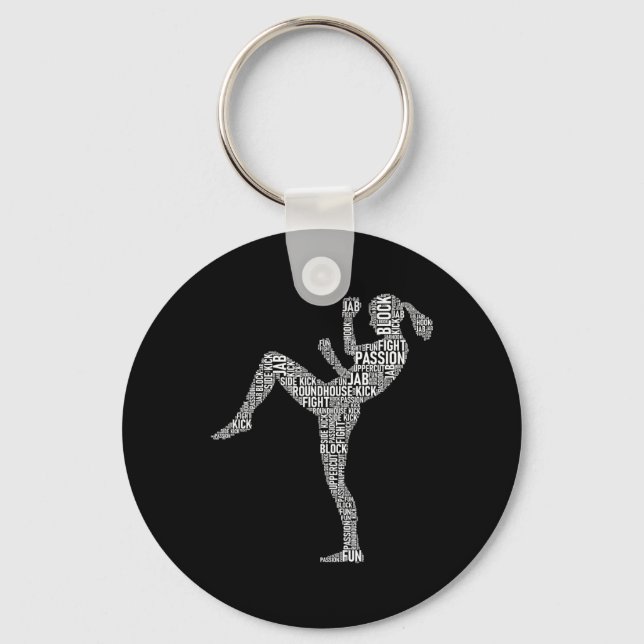 Kickboxer Typography - Kickboxing Mixed Martial Ar Key Ring (Front)