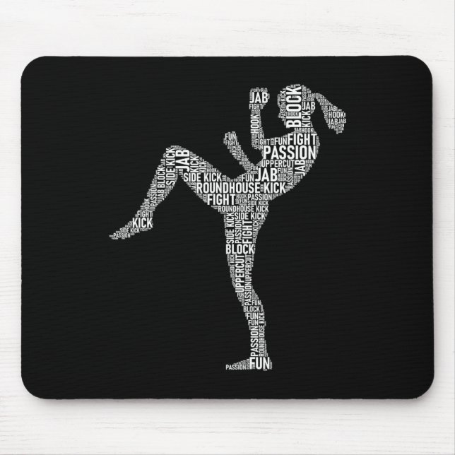 Kickboxer Typography - Kickboxing Mixed Martial Ar Mouse Mat (Front)