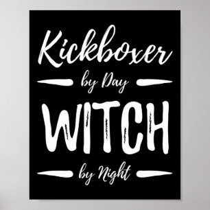 Kickboxer Witch Funny Kickboxing Halloween Costume Poster