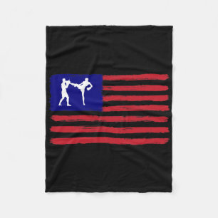Kickboxing 4th Of July Patriotic Distressed Americ Fleece Blanket
