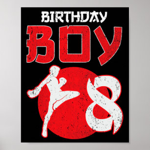 Kickboxing 8 Years Old Birthday Mma Martial Arts B Poster