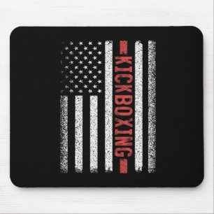 Kickboxing American Flag 4th Of July Kickboxer For Mouse Mat