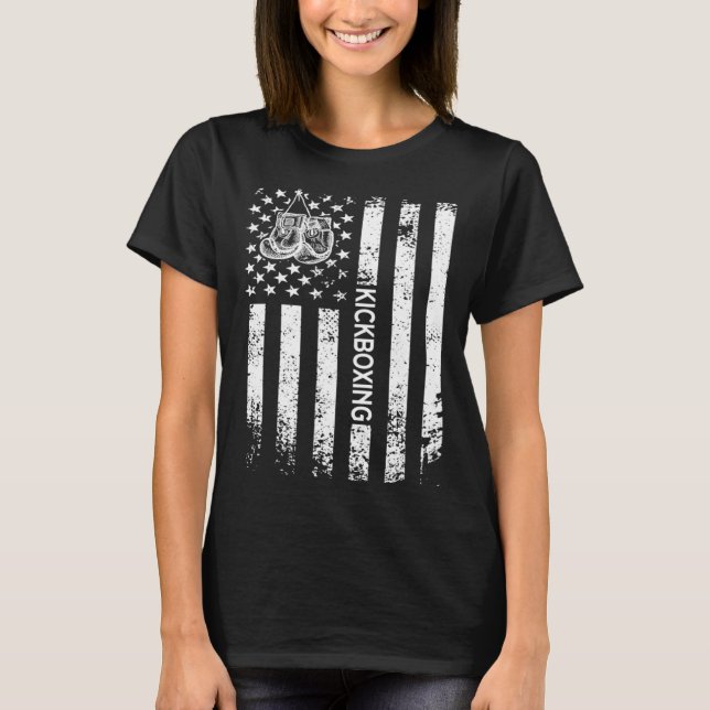 Kickboxing American Flag Kickboxer T-Shirt (Front)