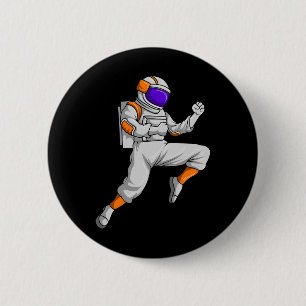 Kickboxing Astronaut Kickboxer Outerspace Karate B 6 Cm Round Badge