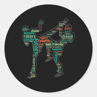 Kickboxing Boxer Boxing Shoe Kicking Savate Word C Classic Round Sticker
