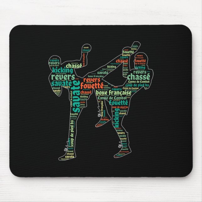 Kickboxing Boxer Boxing Shoe Kicking Savate Word C Mouse Mat (Front)