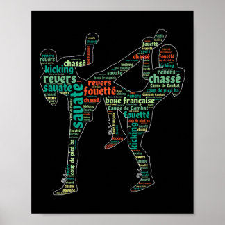 Kickboxing Boxer Boxing Shoe Kicking Savate Word C Poster