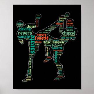 Kickboxing Boxer Boxing Shoe Kicking Savate Word C Poster