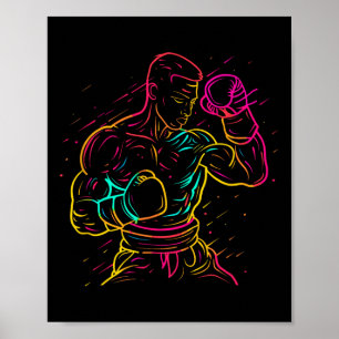 Kickboxing Boy Drawing 80s Look Kickboxer For Boys Poster