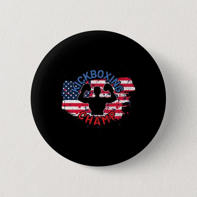 Kickboxing Champ Usa  6 Cm Round Badge (Front)