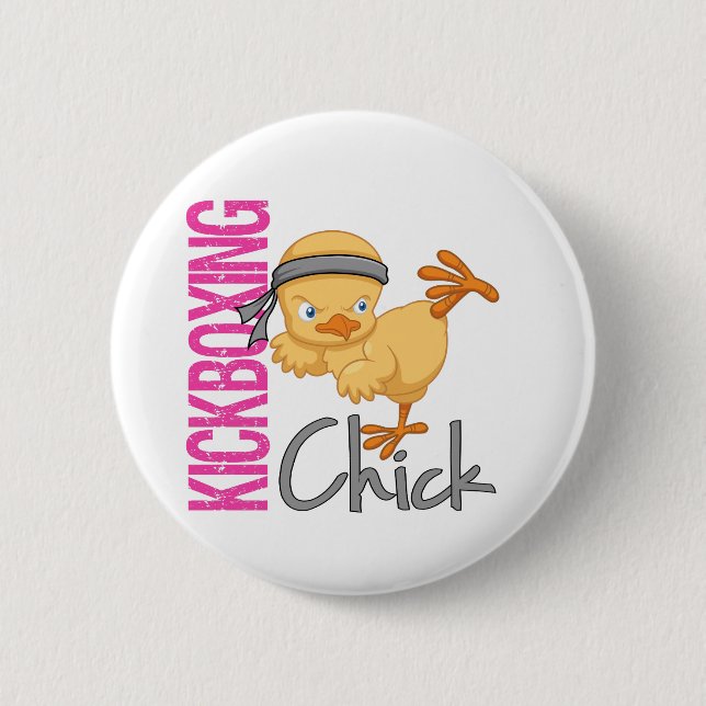 Kickboxing Chick 6 Cm Round Badge (Front)