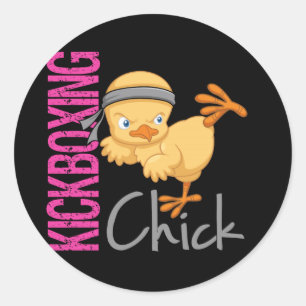 Kickboxing Chick Classic Round Sticker