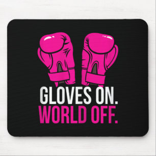 Kickboxing Chick Kickboxer Training Gloves On Worl Mouse Mat