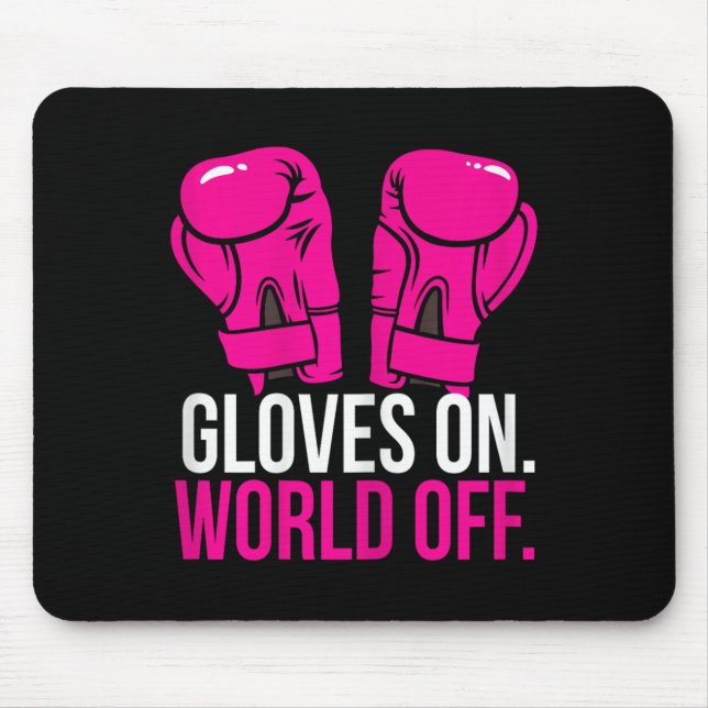Kickboxing Chick Kickboxer Training Gloves On Worl Mouse Mat (Front)