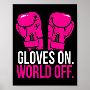Kickboxing Chick Kickboxer Training Gloves On Worl Poster