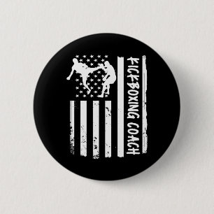 Kickboxing Coach Usa Flag Women Kids Men 6 Cm Round Badge