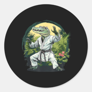 Kickboxing Crocodile Taekwondo Karate MMA Funny Classic Round Sticker