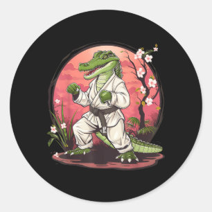 Kickboxing Crocodile Taekwondo Karate MMA Funny Classic Round Sticker