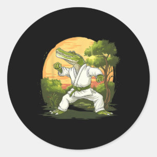 Kickboxing Crocodile Taekwondo Karate Mma Funny Ma Classic Round Sticker
