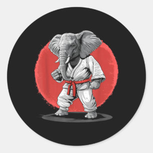 Kickboxing Elephant Karate Taekwondo Jiu-Jitsu MMA Classic Round Sticker