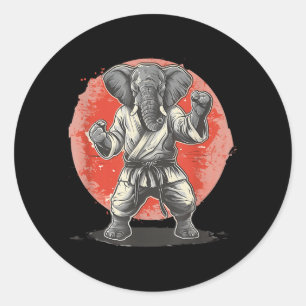 Kickboxing Elephant Karate Taekwondo Jiu-Jitsu MMA Classic Round Sticker