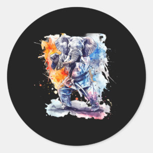 Kickboxing Elephant Taekwondo Karate MMA Funny Classic Round Sticker
