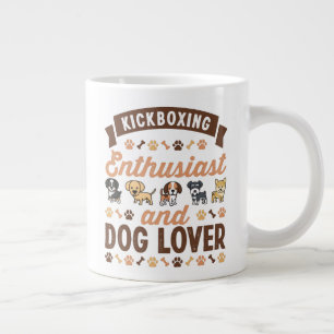 Kickboxing Enthusiast and Dog Lover Gift Large Coffee Mug