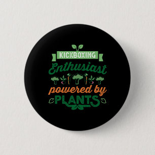 Kickboxing Enthusiast Powered By Plants Vegan Gift 6 Cm Round Badge