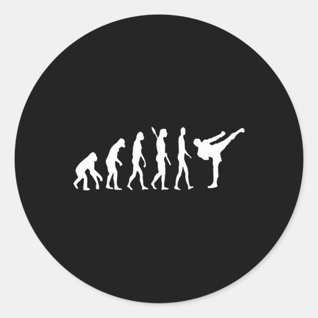 Kickboxing Evolution Karate Arti Taekwondo Judo  Classic Round Sticker (Front)